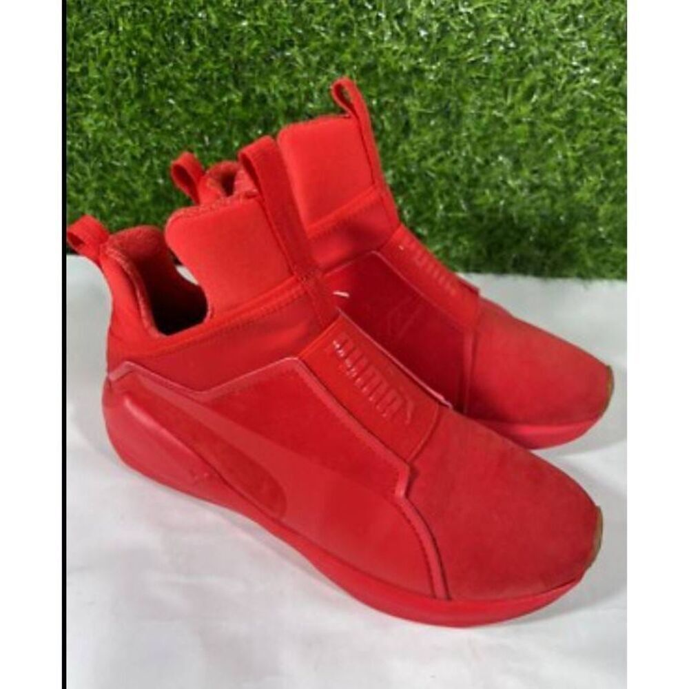 puma all red athletic comfort sneakers